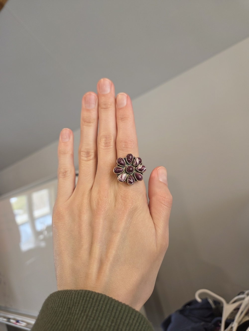 Purple Dahlia Cluster Sterling Ring 123